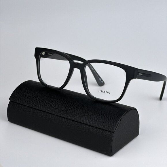 NEW Prada PRA09V 12P1O1 Matte Black Square Unisex Eyeglasses VPR A09 - Picture 2 of 10